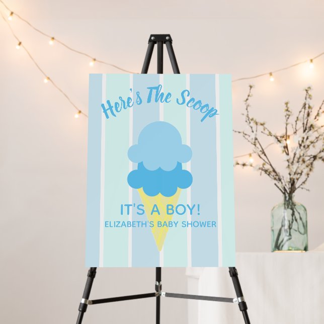 Here's The Scoop Ice Cream Summer Baby Shower Foam Board (In Situ (Stand))