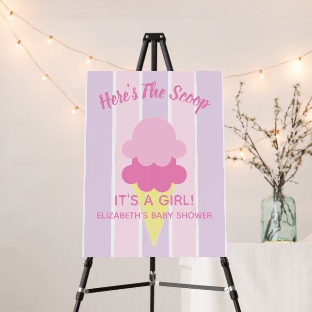 Here's The Scoop Ice Cream Summer Baby Shower Foam Board (In Situ (Stand))