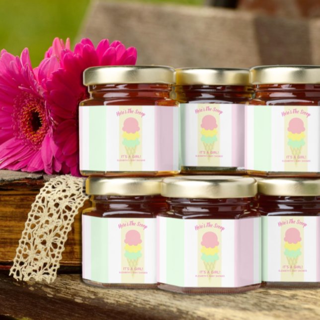 Here's The Scoop Ice Cream Summer Baby Shower Honey Jar Favors (Creator Uploaded)
