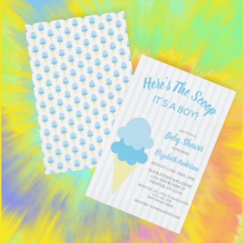 Heres The Scoop Ice Cream Summer Baby Shower Invitation