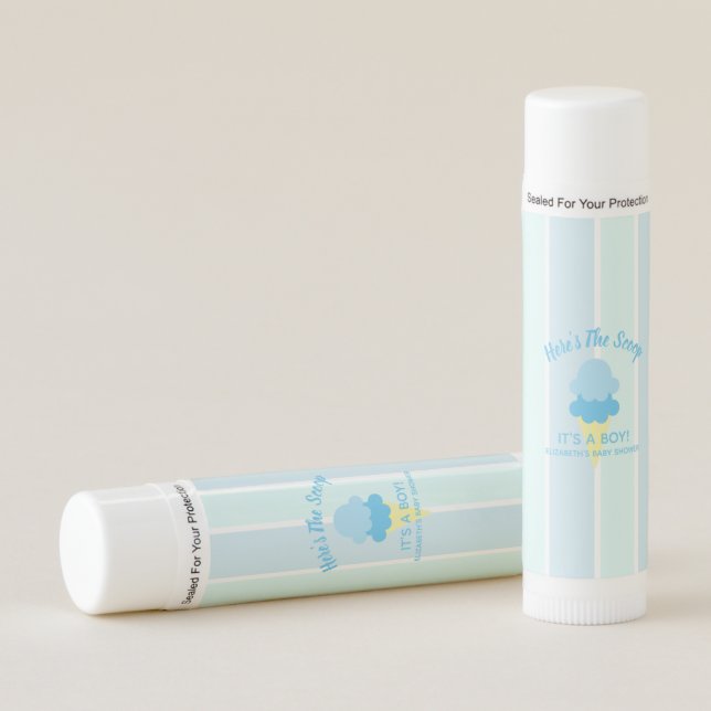 Here's The Scoop Ice Cream Summer Baby Shower Lip Balm (Front)