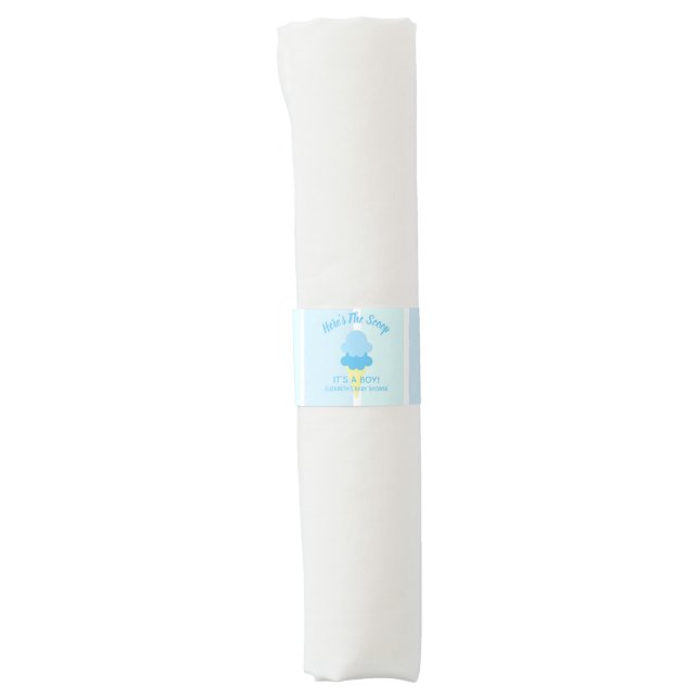 Here's The Scoop Ice Cream Summer Baby Shower Napkin Bands (Front)