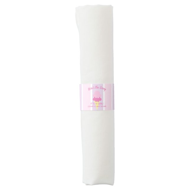Here's The Scoop Ice Cream Summer Baby Shower Napkin Bands (Front)