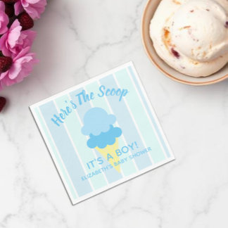 Here's The Scoop Ice Cream Summer Baby Shower Napkins