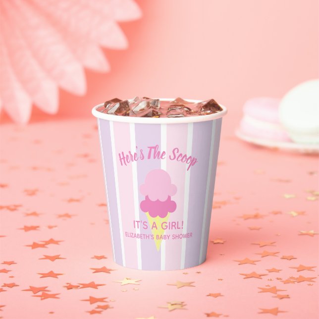 Here's The Scoop Ice Cream Summer Baby Shower Paper Cups (Insitu)