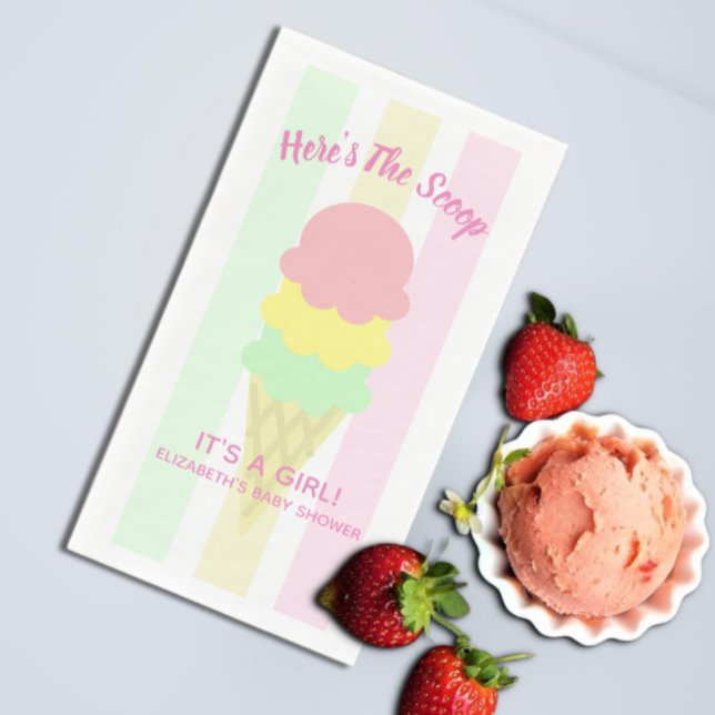 Here's The Scoop Ice Cream Summer Baby Shower Paper Guest Towels (Creator Uploaded)