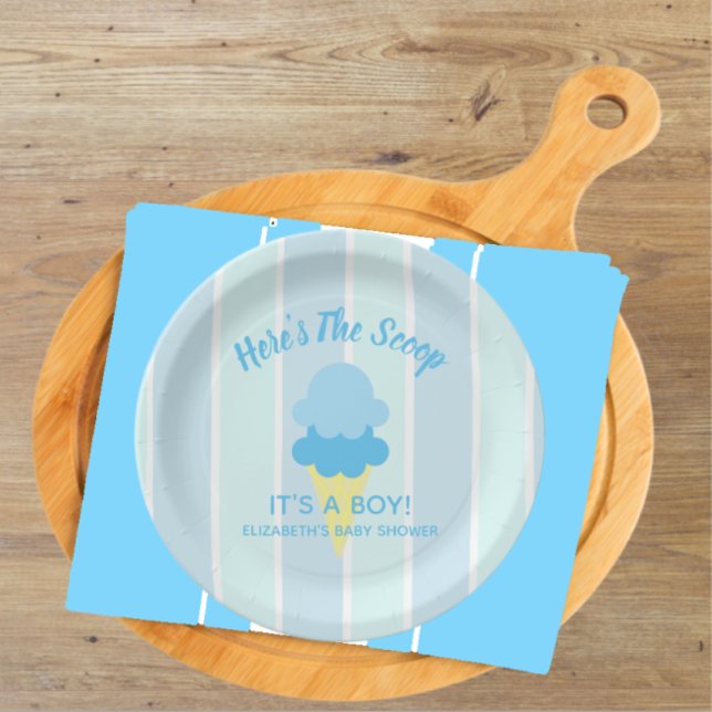 Here's The Scoop Ice Cream Summer Baby Shower Paper Plates (Creator Uploaded)