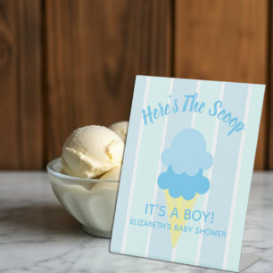Here's The Scoop Ice Cream Summer Baby Shower Pedestal Sign