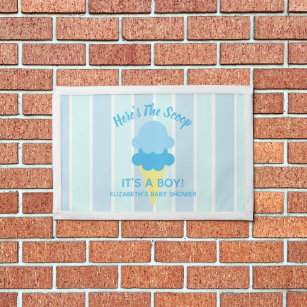 Here's The Scoop Ice Cream Summer Baby Shower Pennant