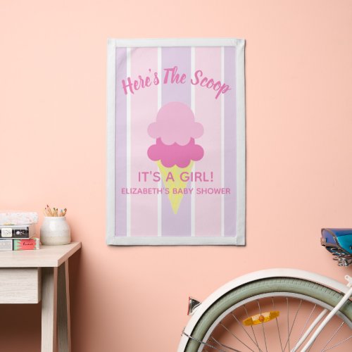 Heres The Scoop Ice Cream Summer Baby Shower Pennant