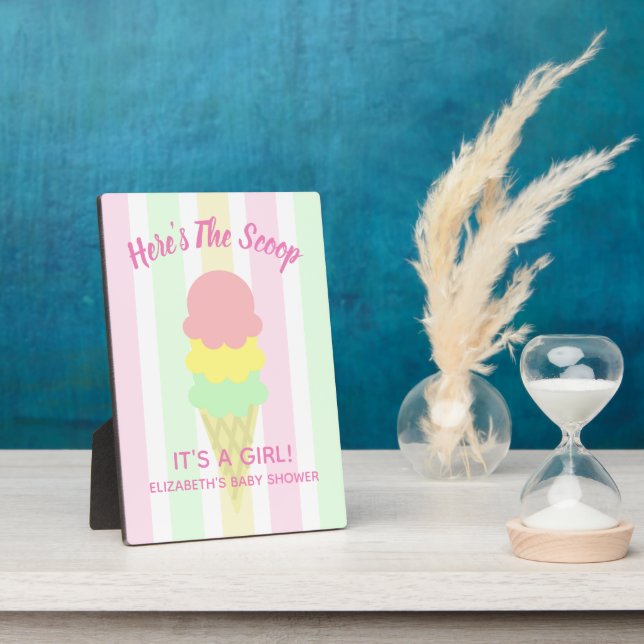Here's The Scoop Ice Cream Summer Baby Shower Plaque (Side)