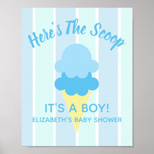 Heres The Scoop Ice Cream Summer Baby Shower Poster