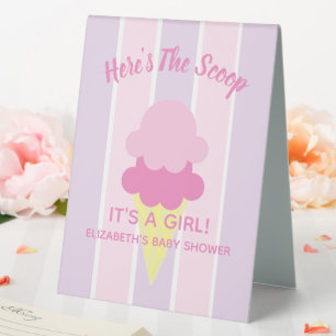 Here's The Scoop Ice Cream Summer Baby Shower Table Tent