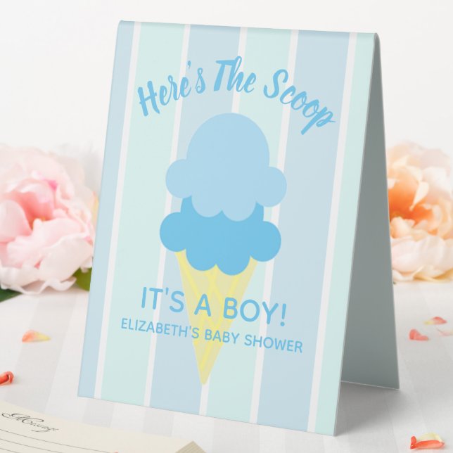 Here's The Scoop Ice Cream Summer Baby Shower Table Tent (In SItu (Wedding))