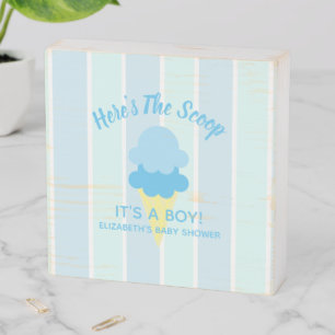 Here's The Scoop Ice Cream Summer Baby Shower Wooden Box Sign