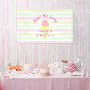 Here's The Scoop Ice Cream Summer Birthday Banner