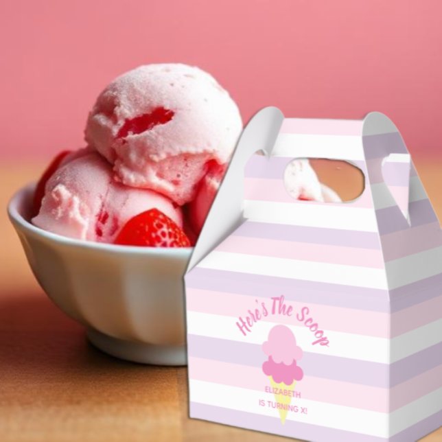 Here's The Scoop Ice Cream Summer Birthday Favor Boxes (Creator Uploaded)