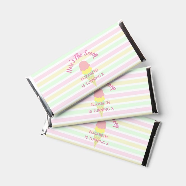 Here's The Scoop Ice Cream Summer Birthday Hershey Bar Favors (Front)