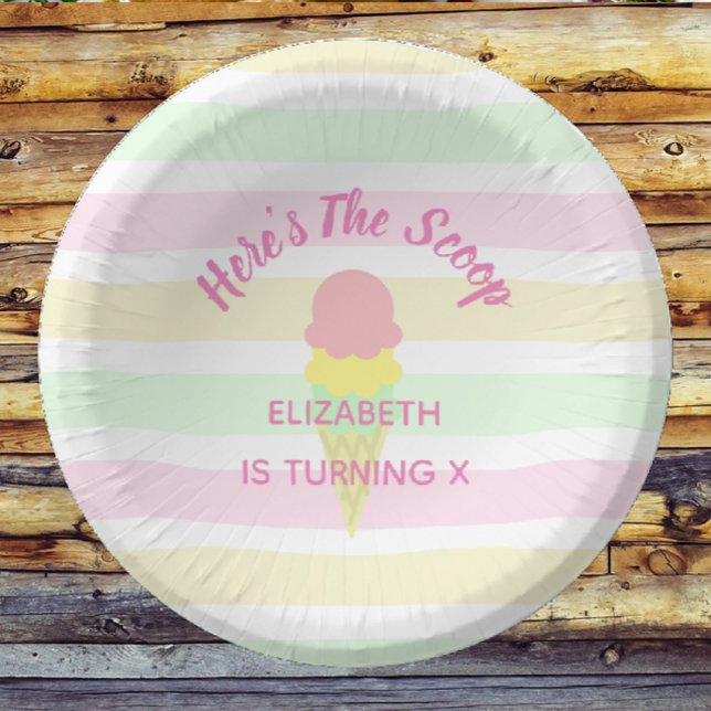 Here's The Scoop Ice Cream Summer Birthday Paper Bowls (Creator Uploaded)