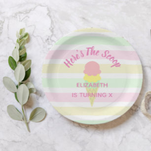Here's The Scoop Ice Cream Summer Birthday Paper Plates