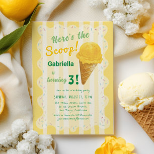 Here's the Scoop Ice Cream Summer Birthday Party Invitation