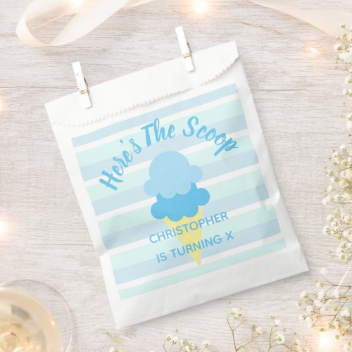 Heres The Scoop Ice Cream Summer Boy Birthday Favor Bag