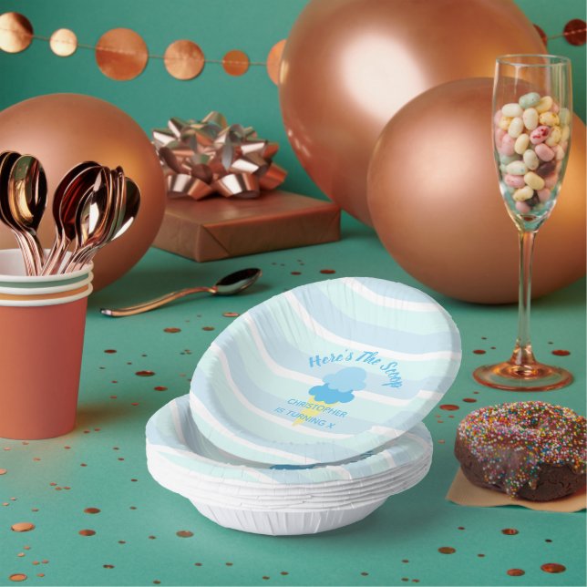 Here's The Scoop Ice Cream Summer Boy Birthday Paper Bowls (Multi)