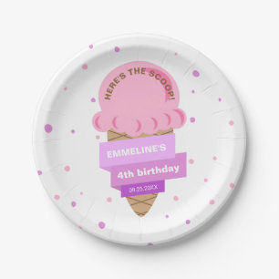 Here's The Scoop Ice Cream Sweet Pink Birthday Paper Plates