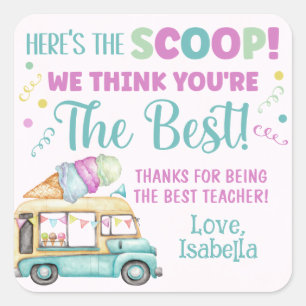 Here's the Scoop Ice Cream Thank You Square Sticker