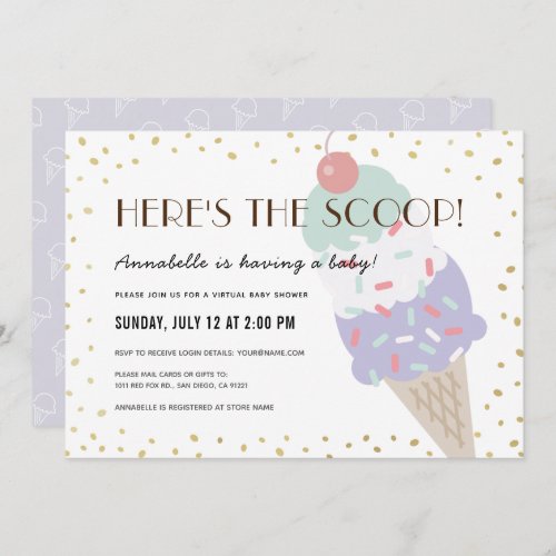 Heres the Scoop Ice Cream Virtual Baby Shower Invitation