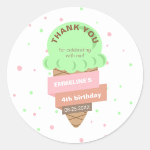 Here's The Scoop Mint Ice Cream Sweet Birthday Classic Round Sticker