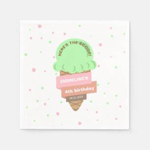 Here's The Scoop Mint Ice Cream Sweet Birthday Napkins