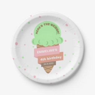 Here's The Scoop Mint Ice Cream Sweet Birthday Paper Plates