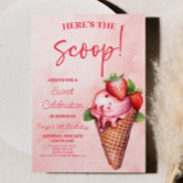 Strawberry Four Ever Sweet Berry 4th Birthday Invitation