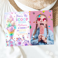 Here's the Scoop Pink Ice Cream Birthday Photo