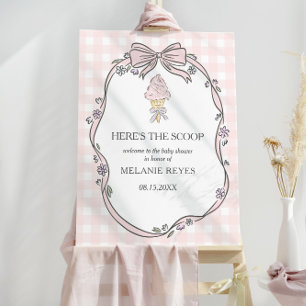 Here's the Scoop Pink Ice Cream Sundae Baby Shower Foam Board