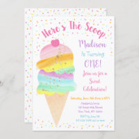 Here's The Scoop Rainbow Ice Cream Birthday
