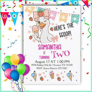 Here's the Scoop Silly Goose Birthday Invitation
