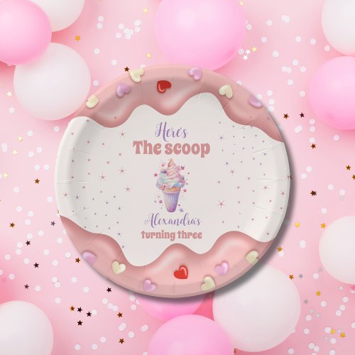 Heres the Scoop Unicorn Ice Cream Birthday  Paper Plates