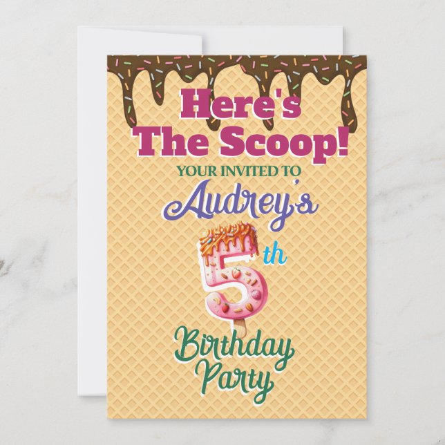 Here's the Scoop Waffle Cone Invitation (Front)