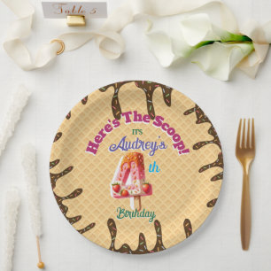 Here's the Scoop Waffle Cone Invitation Paper Plates