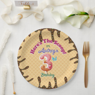 Here's the Scoop Waffle Cone Invitation Paper Plates