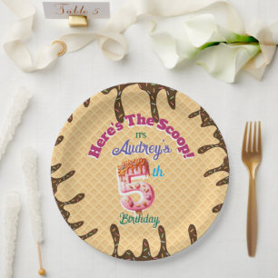 Here's the Scoop Waffle Cone Invitation Paper Plates