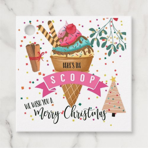 heres the scoop we wish you a merry Christmas Favor Tags