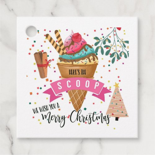 heres the scoop we wish you a merry Christmas Favor Tags
