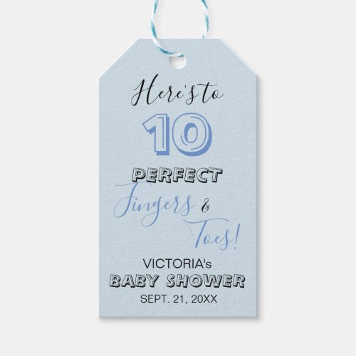 Heres to 10 Perfect Fingers  Toes Baby Shower Gift Tags