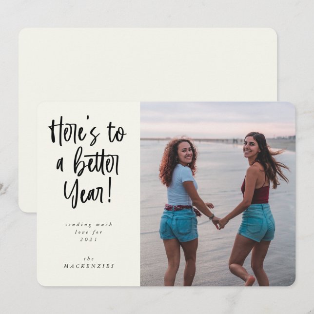 Here's To A Better Year New Year Photo Holiday Card (Front/Back)