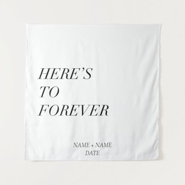here's to forever - customizable name and date tapestry (Front)