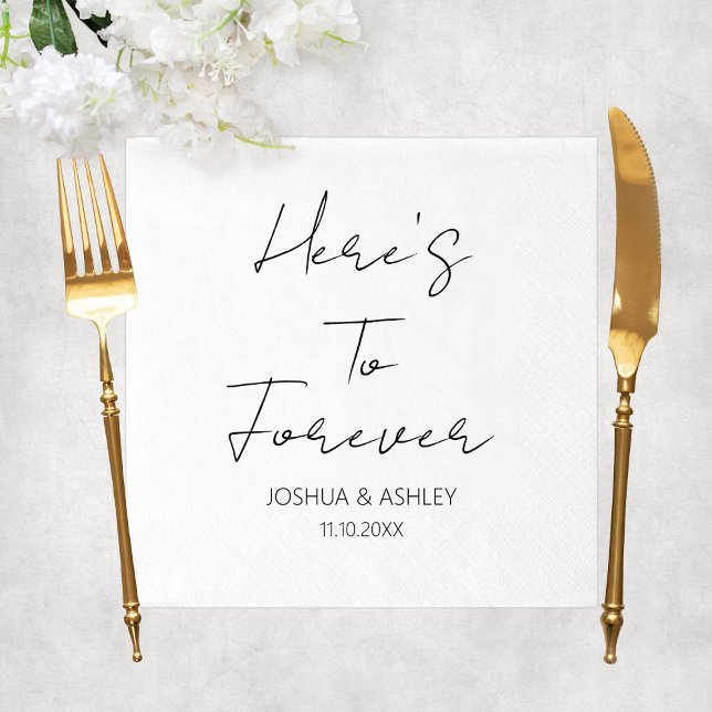 Here's To Forever Script Elegant Wedding Napkins (Here's To Forever Script Elegant Wedding Napkins
)