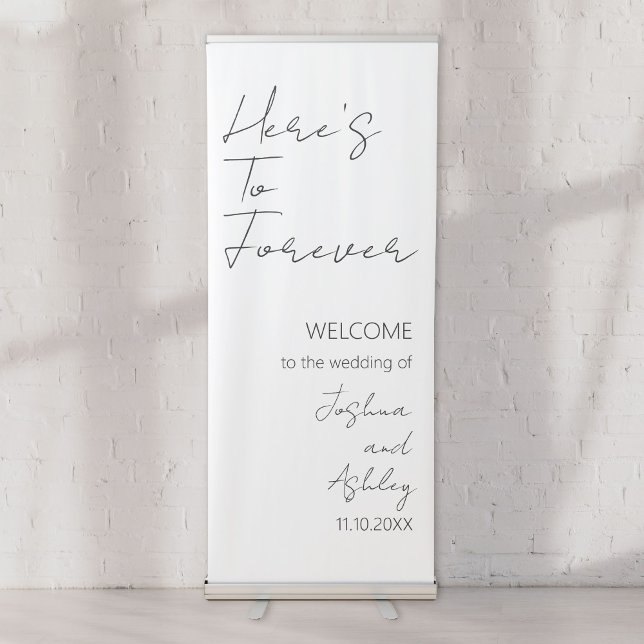 Here's To Forever Script Elegant Wedding Welcome Retractable Banner (Here's To Forever Script Elegant Wedding Welcome Retractable Banner
)